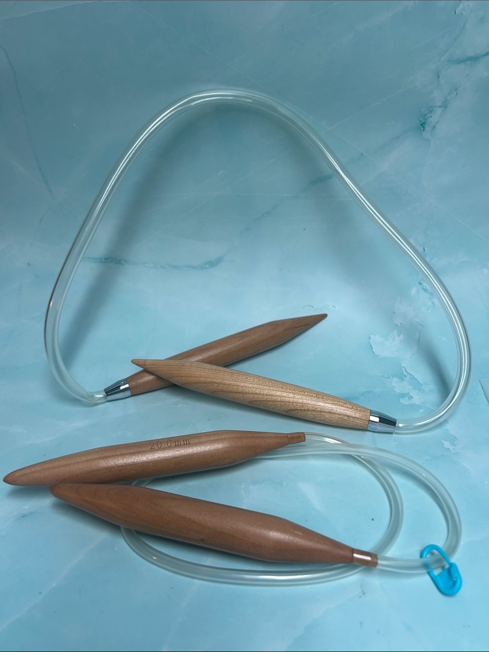 Set of 2 Circular Knitting Needles with Smooth Wood Tips - 19-20 mm